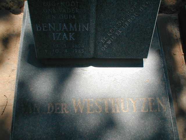 WESTHUYZEN Benjamin Izak, van der 1896-1985