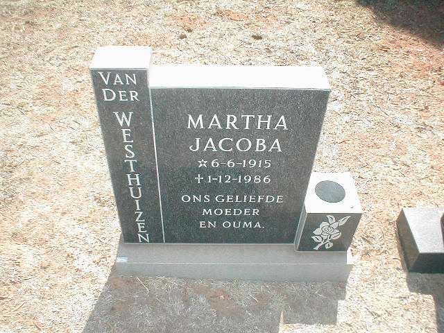 WESTHUIZEN Martha Jacoba, van der 1915-1986
