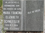 SCHNETTLER Maria Francina Elizabeth 1904-2003