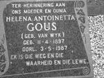 GOUS Helena Antoinetta nee VAN WYK 1897-1987