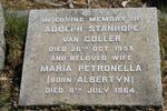 COLLER Adolph Stanhope, van -1953 & Maria Petronella ALBERTYN -1964