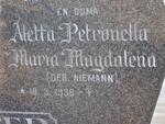 DEVENTER  Aletta Petronella Maria Magdalena, van nee NIEMANN 1938-