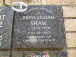 SHAW Beryl Lillian 1920-1982
