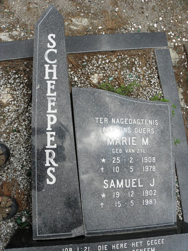 SCHEEPERS Samuel J. 1902-1983 & Marie M. VAN ZYL 1908-1978