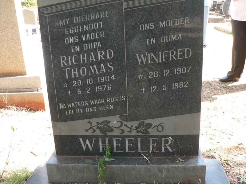 WHEELER Richard Thomas 1904-1976 & Winifred 1907-1982