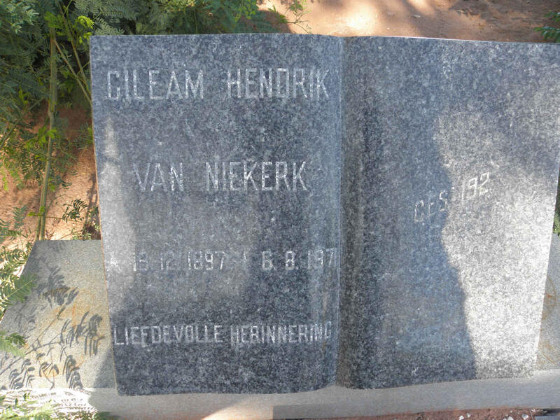 NIEKERK Gileam Hendrik, van 1897-1971