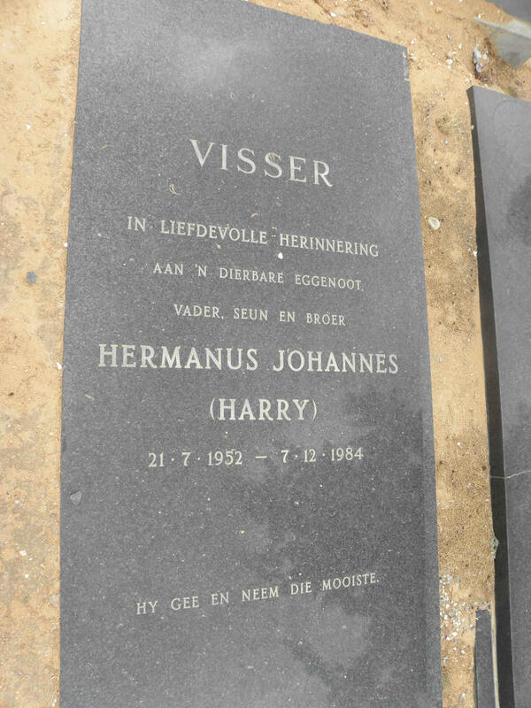 VISSER Hermanus Johannes 1952-1984