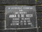 BEER Anna D., de nee WILIAMS 1910-1985