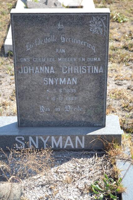 SNYMAN Johanna Christina 1895-1987