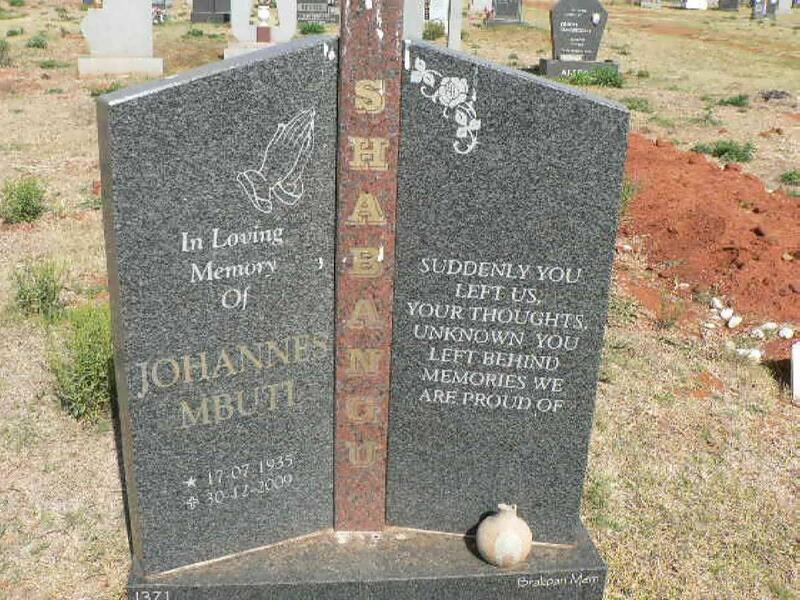SHABANGU Johannes Mbuti 1935-2009