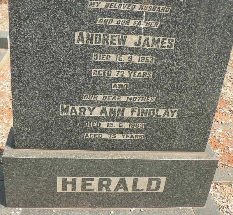 HERALD Andrew James -1953 & Mary Ann FINDLAY -1963