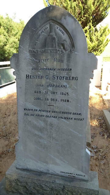 STOFBERG Hester G. nee JORDAAN 1845-1928