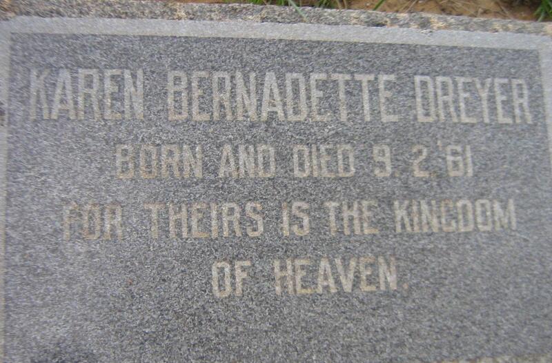 DREYER Karen Bernadette 1961-1961