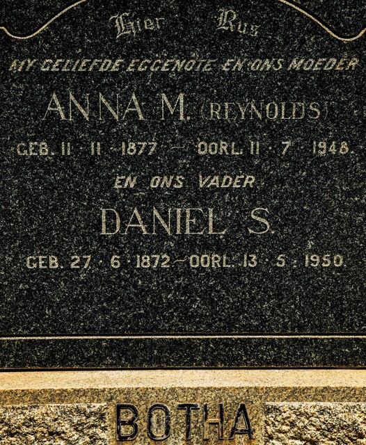 BOTHA Daniel S. 1872-1950 & Anna M. REYNOLDS 1877-1948