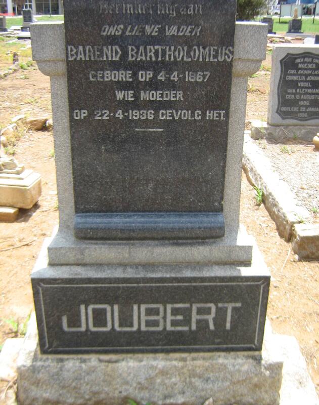 JOUBERT Barend Bartholomeus 1867-1936