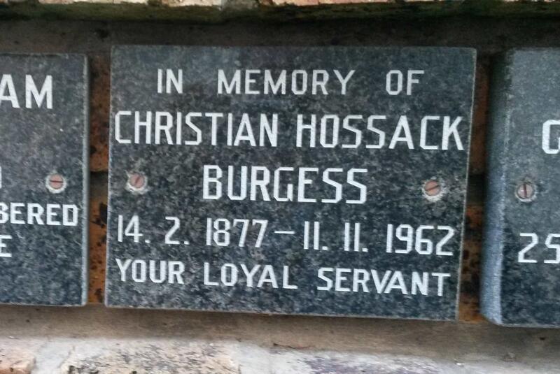 BURGESS Christian Hossack 1877-1962