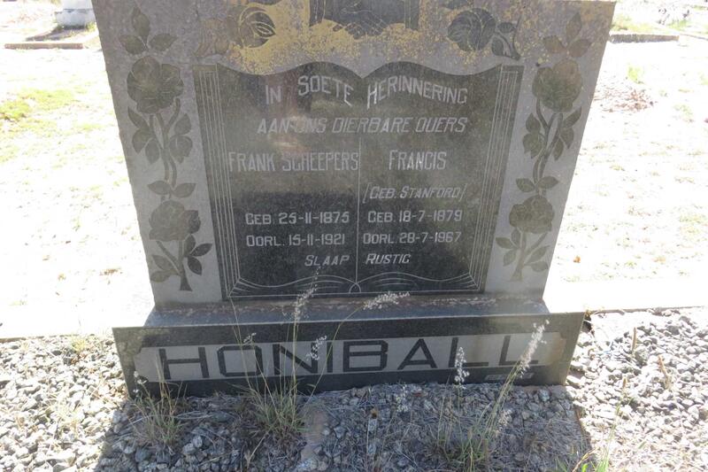 HONIBALL Frank Scheepers 1875-1921 & Francis STANFORD 1879-1967