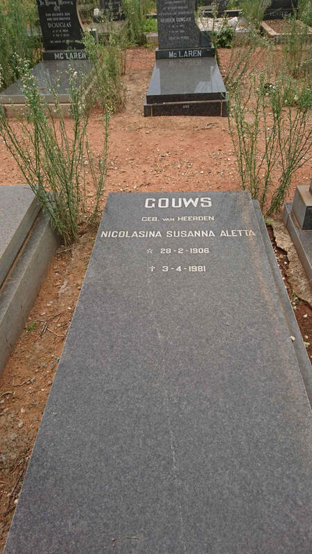 GOUWS Nicolasina Susanna Aletta nee VAN HEERDEN 1906-1981