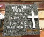 GREUNING Frik H.F., van 1940-2009 & Elsa  E.A.C. van DYK 1944-