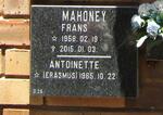 MAHONEY Frans 1958-2015 & Antoinette ERASMUS 1965-