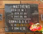 MATTHEWS K.M. 1928-2007 & D.D.E. 1929-2014