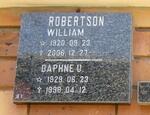 ROBERTSON William 1920-2006 & Daphne U. 1929-1998
