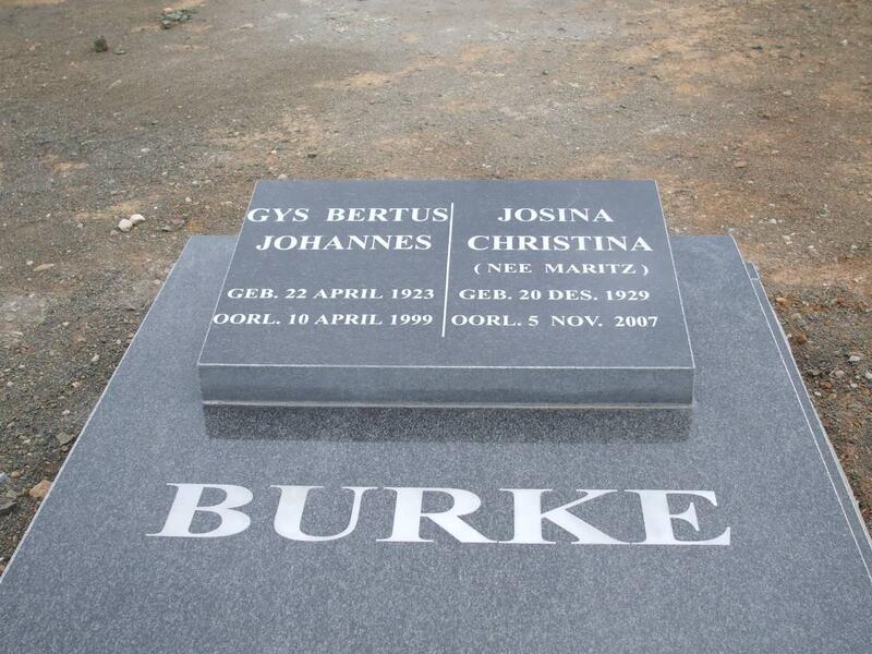BURKE Guys Bertus Johannes 1923-1999 & Josina Christina MARITZ 1929-2007