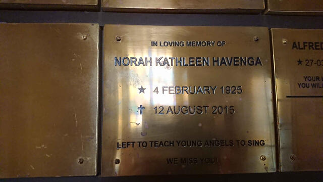 HAVENGA Norah Kathleen 1925-2015