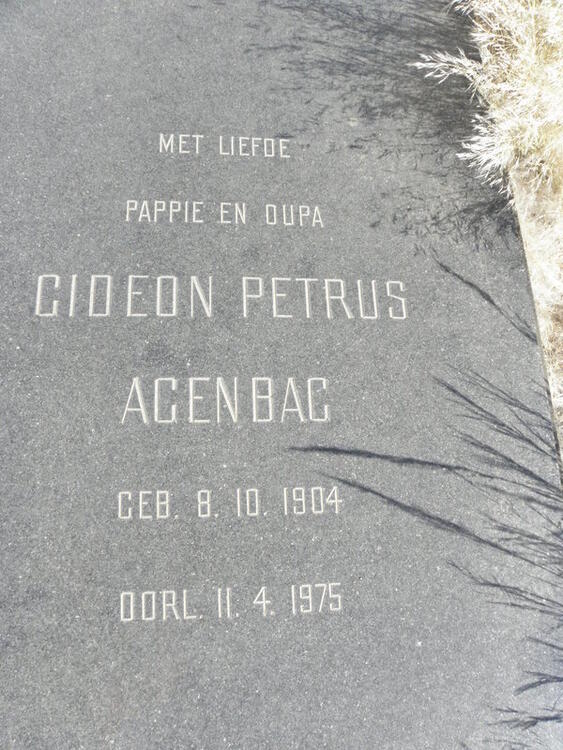 AGENBAG Gideon Petrus 1904-1975