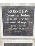 ROSSOUW Cornelius Joshua 1932-2013 & Susanna Margritha HAYLETT 1929-2019