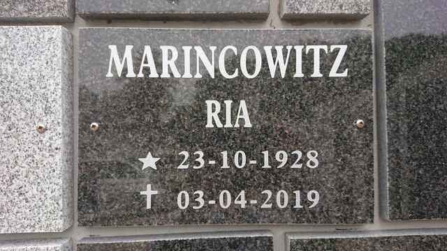MARINCOWITZ Ria 1928-2019
