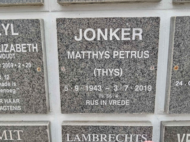 JONKER Matthys Petrus 1943-2019
