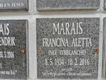 MARAIS Francina Aletta nee TERBLANCHE 1934-2016