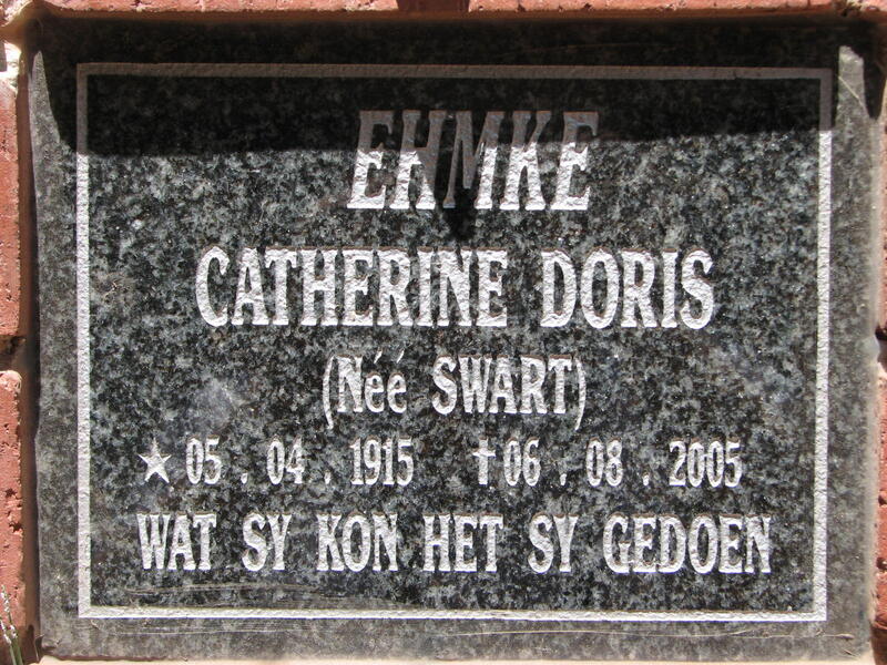 EHMKE Catherine Doris nee SWART 1915-2005