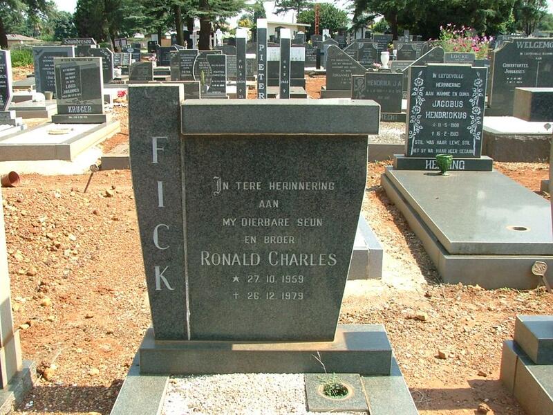 FICK Ronald Charles 1959-1979