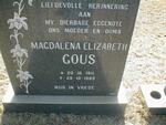 GOUS Magdalena Elizabeth 1911-1989