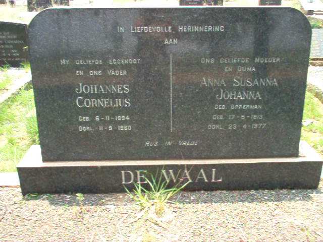 WAAL Johannes Cornelius, de 1894-1960 & Anna Susanna Johanna OPPERMAN 1913-1977