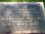RADEMAN Christina Johanna nee DE BEER 1895-1956