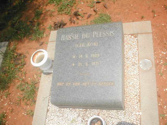 PLESSIS Hassie, du nee KOK 1909-1971