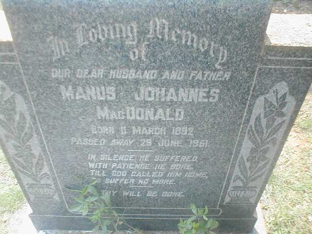 MacDONALD Manus Johannes 1892-1951
