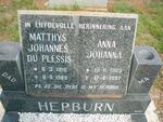 HEPBURN Matthys Johannes du Plessis 1916-1989 & Anna Johanna 1923-1997