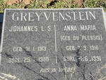 GREYVENSTEIN Johannes L.S. 1913-1980 & Anna Maria DU PLESSIS 1916-1991
