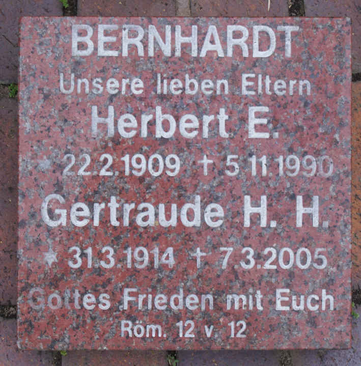 BERNHARDT Herbert E. 1909-1990 & Gertraude H.H. 1914-2005