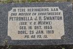SWANTON Petronella J.H. nee V.D. MERWE 1855-1919