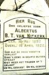 NIEKERK Albertus B.T., van 1892-1922
