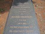GREYLING Beyers Hertzog 1914-1980 & Anna Susanna 1919-1964