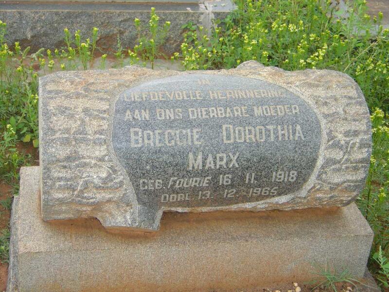 MARX  Breggie Dorothea nee FOURIE 1918-1965