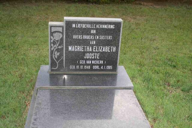 JOOSTE Magrietha Elizabeth nee VAN NIEKERK 1948-1985