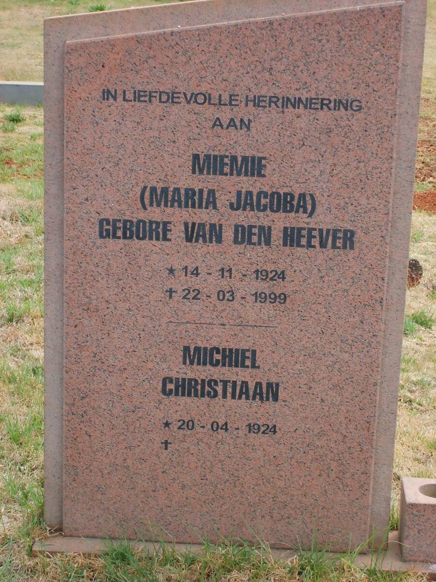 ELOFF Michiel Christiaan 1924-2009 & Maria Jacoba VAN DEN HEEVER 1924-1999