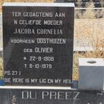 PREEZ Jacoba Cornelia, du previously OOSTHUIZEN nee OLIVIER 1908-1979